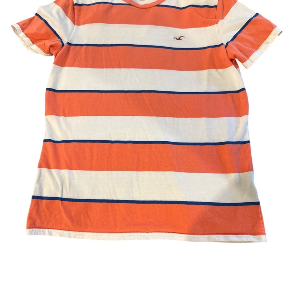 Hollister Orange and White Striped Tee